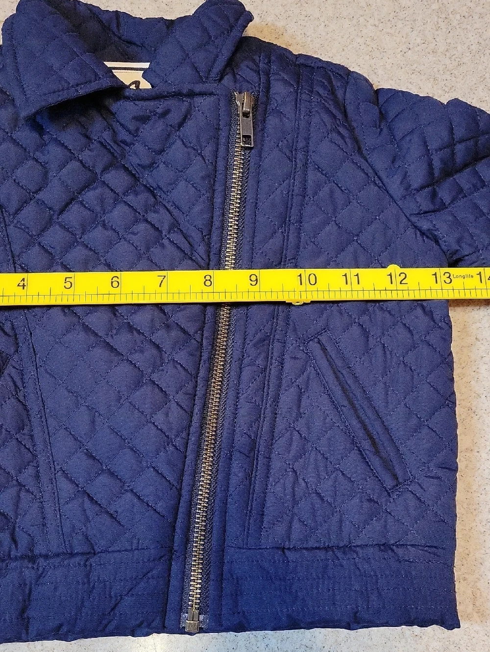 Gymboree Quilted Asymmetrical Zip Navy Jacket Size XS
